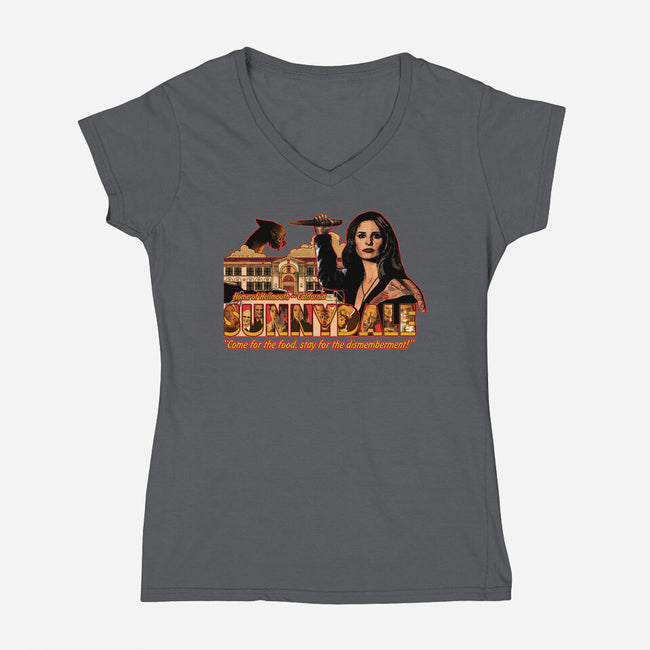 Visit Sunnydale-womens v-neck tee-goodidearyan