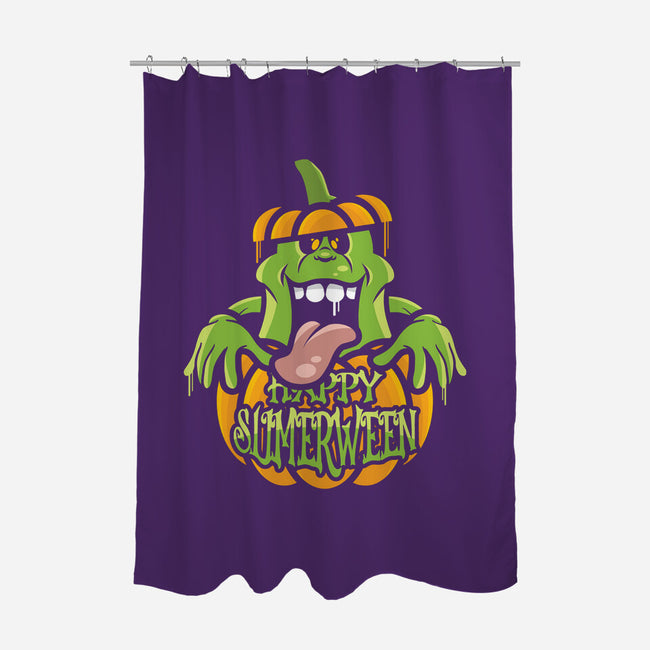 Happy Slimerween-none polyester shower curtain-jrberger