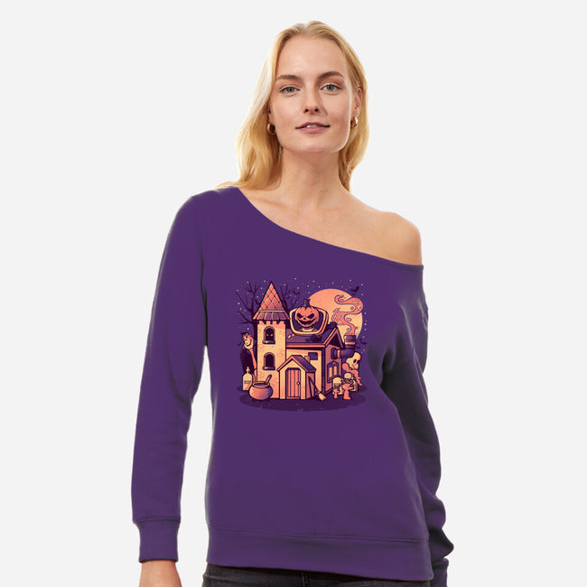 Spooky House-womens off shoulder sweatshirt-eduely