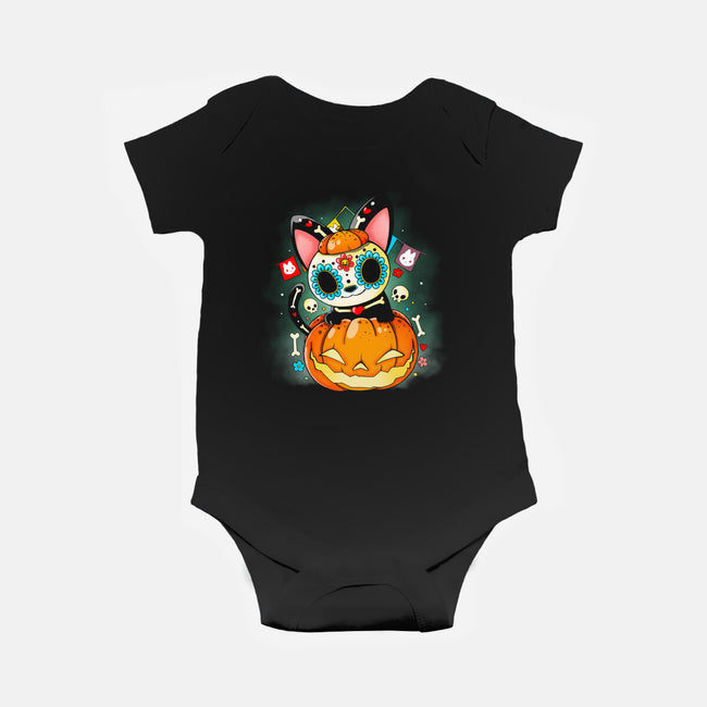 Dia De Los Meows-baby basic onesie-Vallina84