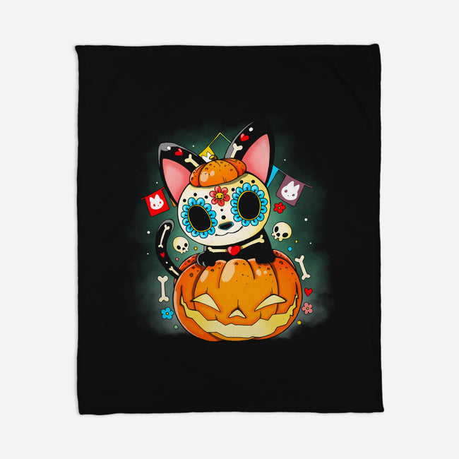 Dia De Los Meows-none fleece blanket-Vallina84