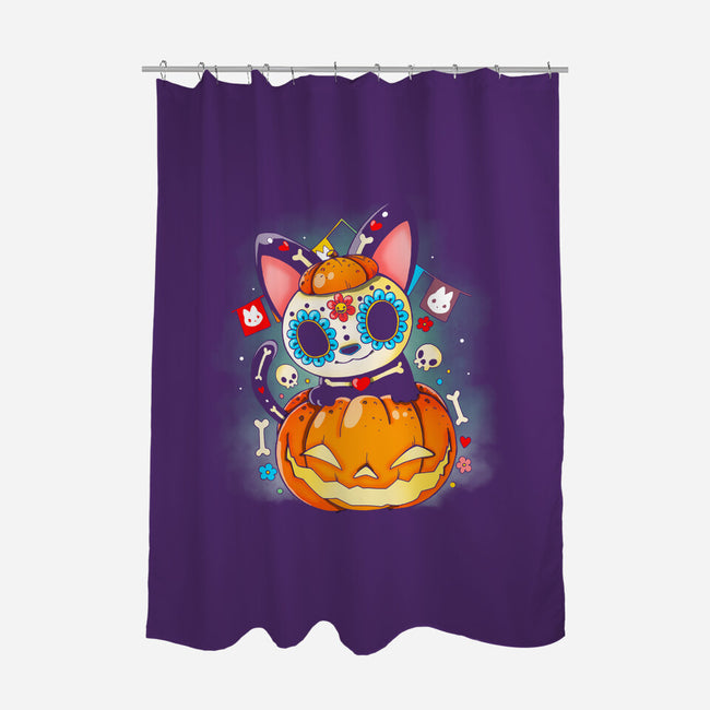 Dia De Los Meows-none polyester shower curtain-Vallina84