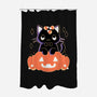 Pumpkin Cat-none polyester shower curtain-xMorfina