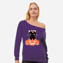 Pumpkin Cat-womens off shoulder sweatshirt-xMorfina