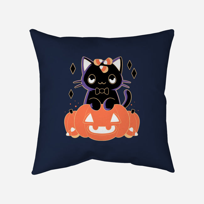 Pumpkin Cat-none removable cover throw pillow-xMorfina