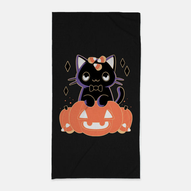 Pumpkin Cat-none beach towel-xMorfina