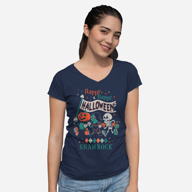 Happy Happy Halloween-womens v-neck tee-Nemons