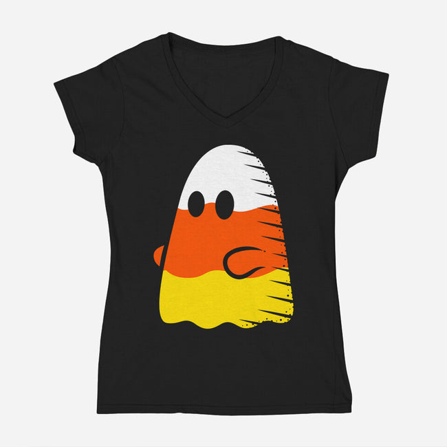 Candy Corn Ghost-womens v-neck tee-krisren28