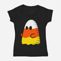 Candy Corn Ghost-womens v-neck tee-krisren28
