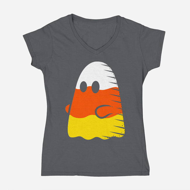 Candy Corn Ghost-womens v-neck tee-krisren28