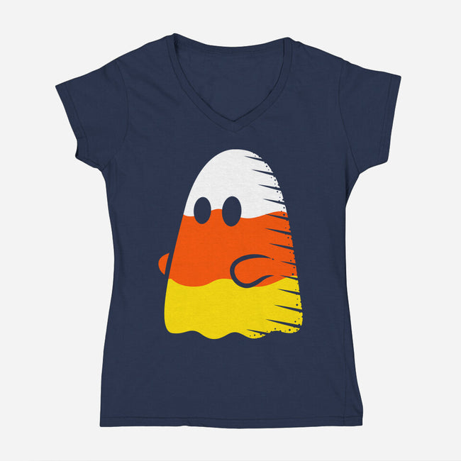 Candy Corn Ghost-womens v-neck tee-krisren28