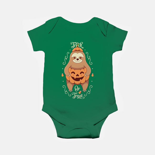 Sloth Trick Or Treat-baby basic onesie-Alundrart