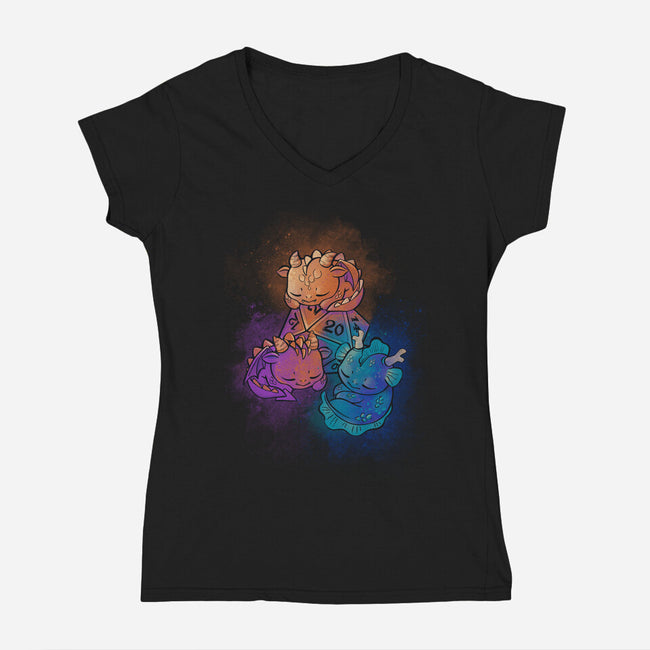 D20 Sleeping Dragons!-womens v-neck tee-ricolaa