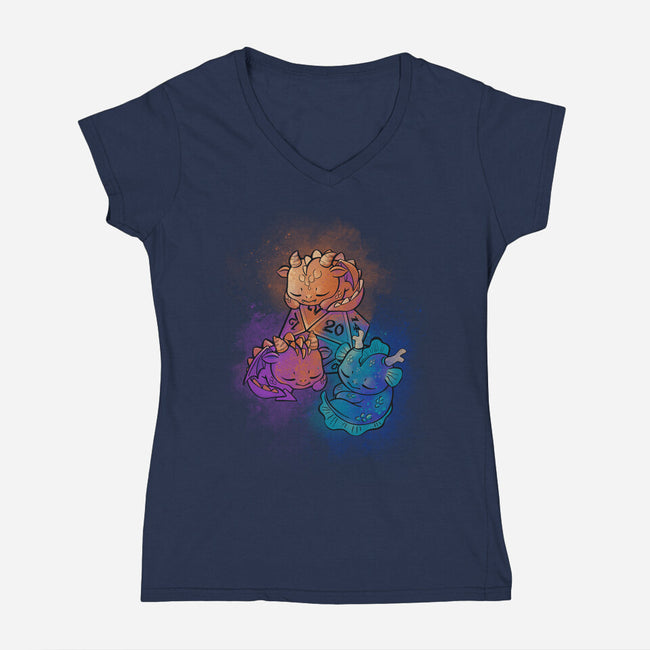 D20 Sleeping Dragons!-womens v-neck tee-ricolaa