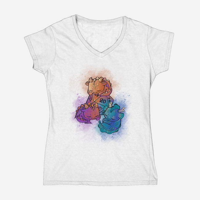 D20 Sleeping Dragons!-womens v-neck tee-ricolaa