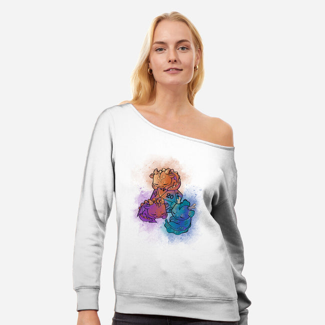 D20 Sleeping Dragons!-womens off shoulder sweatshirt-ricolaa