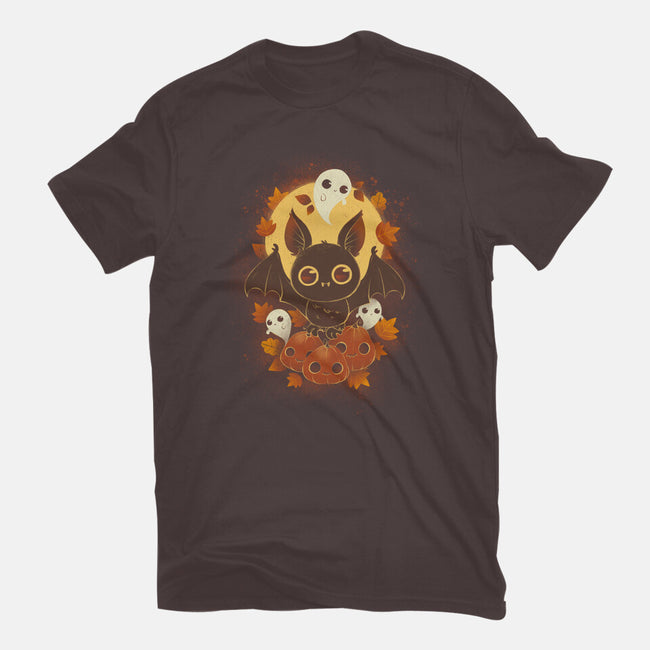Pumpkins And Ghosts-womens basic tee-ricolaa