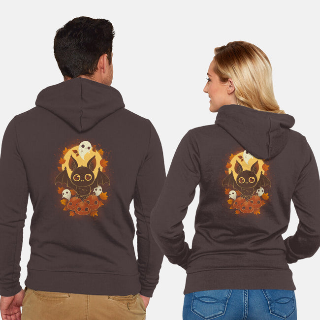 Pumpkins And Ghosts-unisex zip-up sweatshirt-ricolaa