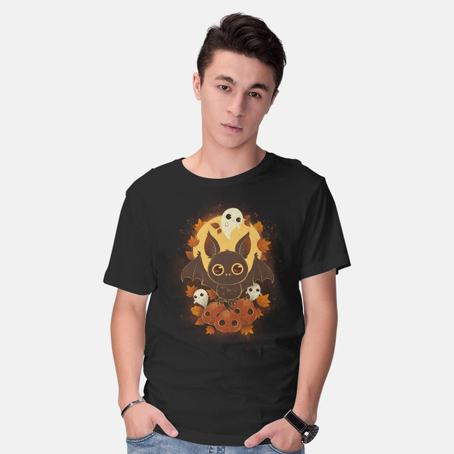 Pumpkins And Ghosts-mens basic tee-ricolaa