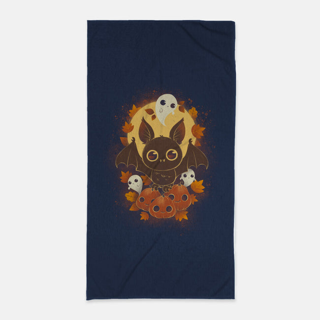 Pumpkins And Ghosts-none beach towel-ricolaa