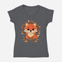 Little Fox Of Leaves-womens v-neck tee-NemiMakeit
