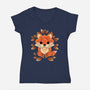 Little Fox Of Leaves-womens v-neck tee-NemiMakeit
