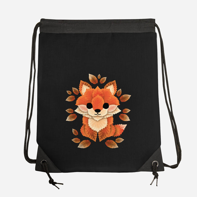 Little Fox Of Leaves-none drawstring bag-NemiMakeit