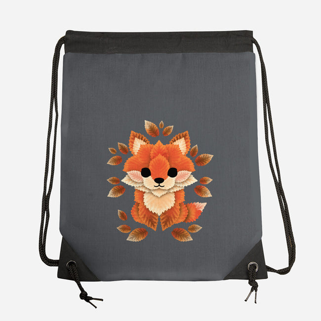 Little Fox Of Leaves-none drawstring bag-NemiMakeit