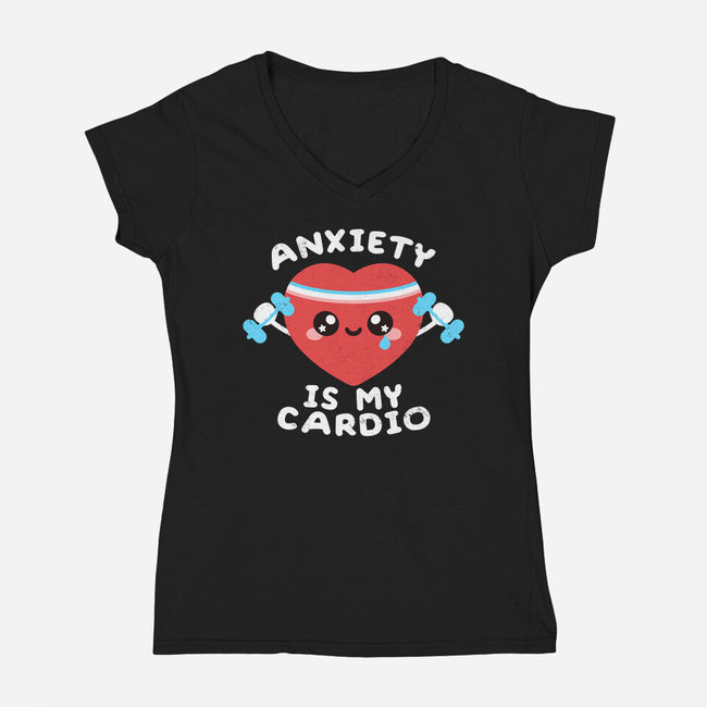 Anxiety Is My Cardio-womens v-neck tee-NemiMakeit