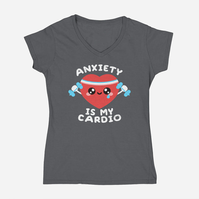 Anxiety Is My Cardio-womens v-neck tee-NemiMakeit