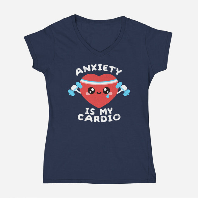 Anxiety Is My Cardio-womens v-neck tee-NemiMakeit