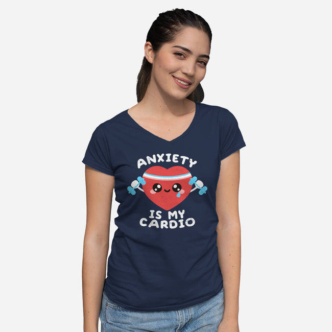Anxiety Is My Cardio-womens v-neck tee-NemiMakeit