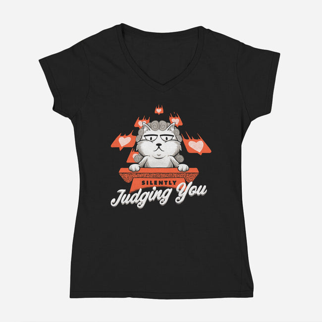 Silently Judging You-womens v-neck tee-zawitees