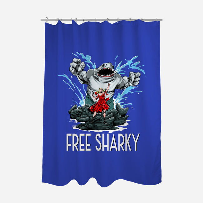 Free Sharky-none polyester shower curtain-zascanauta