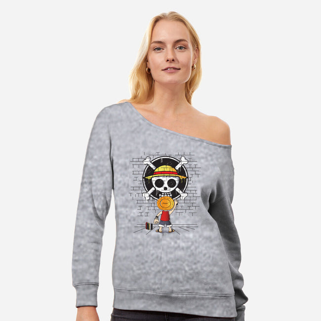 The Pirate's Logo-womens off shoulder sweatshirt-turborat14