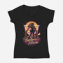 Retro Moon Guardian-womens v-neck tee-Olipop