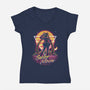 Retro Moon Guardian-womens v-neck tee-Olipop
