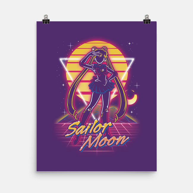 Retro Moon Guardian-none matte poster-Olipop