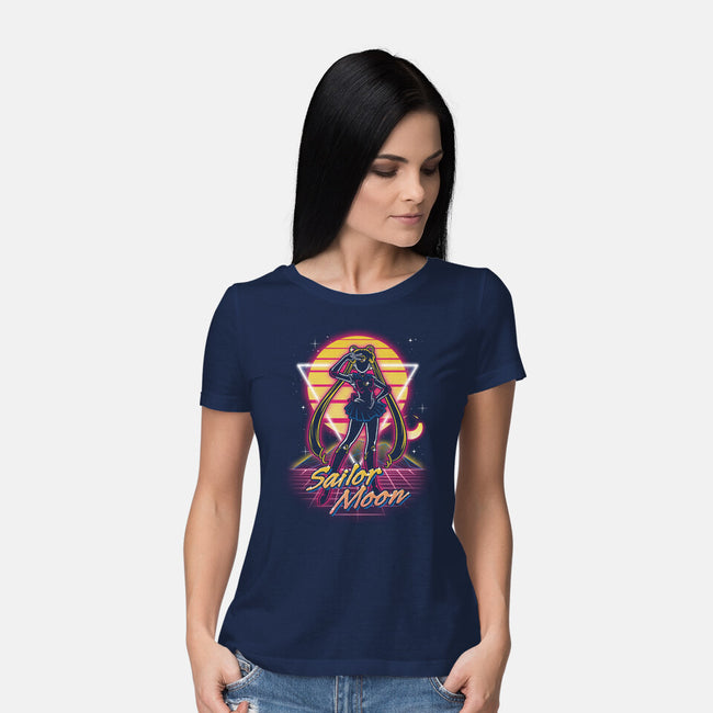 Retro Moon Guardian-womens basic tee-Olipop