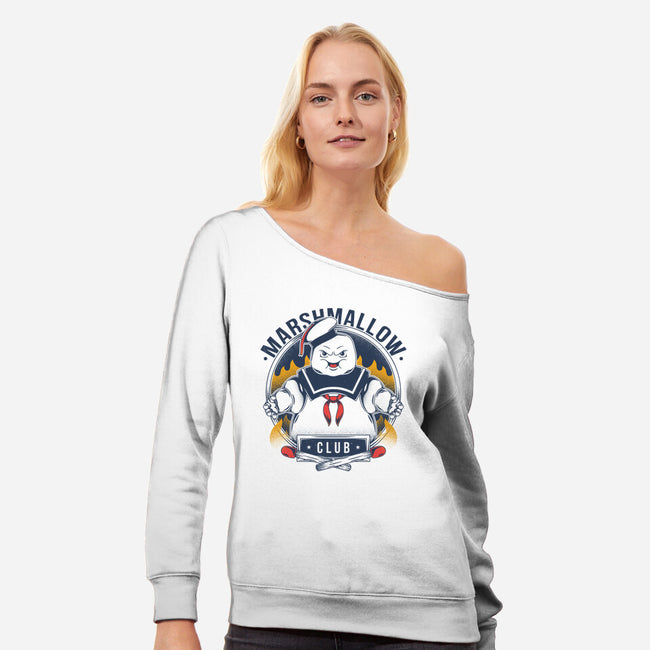 Marshmallow Club-womens off shoulder sweatshirt-Alundrart