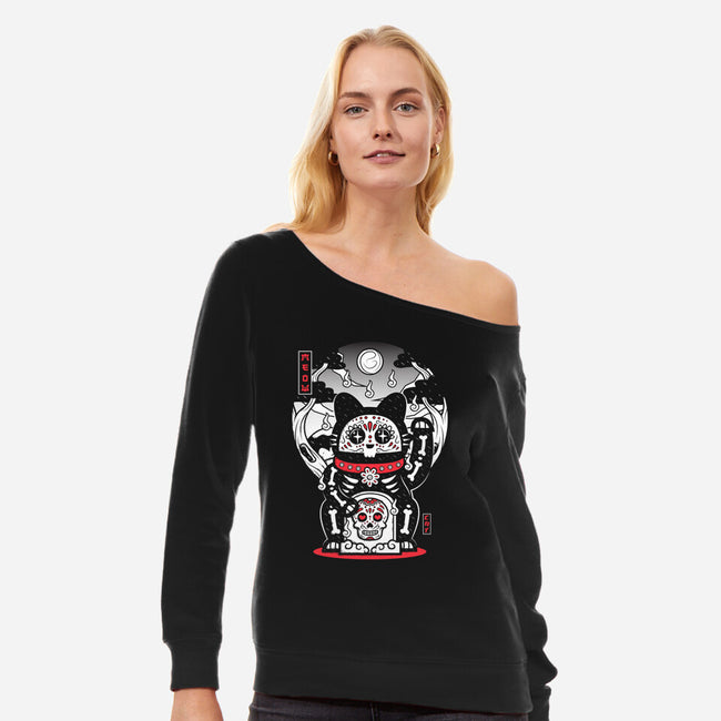 Dead Cat-womens off shoulder sweatshirt-krisren28