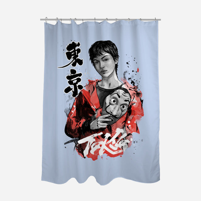 Tokyo Sumi-E-none polyester shower curtain-DrMonekers