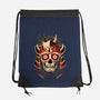 Samurai Calavera Skull-none drawstring bag-NemiMakeit