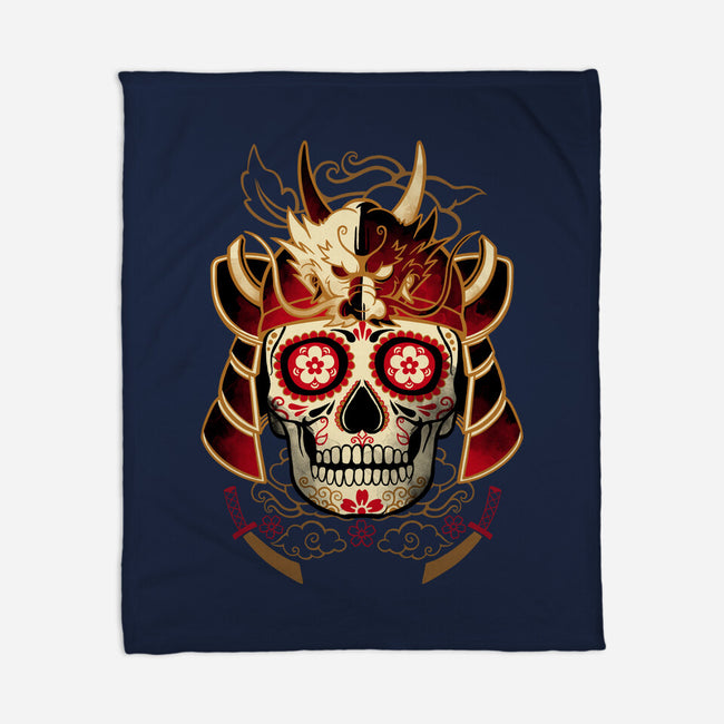 Samurai Calavera Skull-none fleece blanket-NemiMakeit