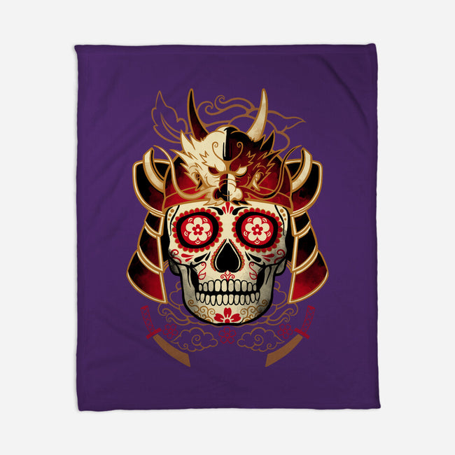 Samurai Calavera Skull-none fleece blanket-NemiMakeit