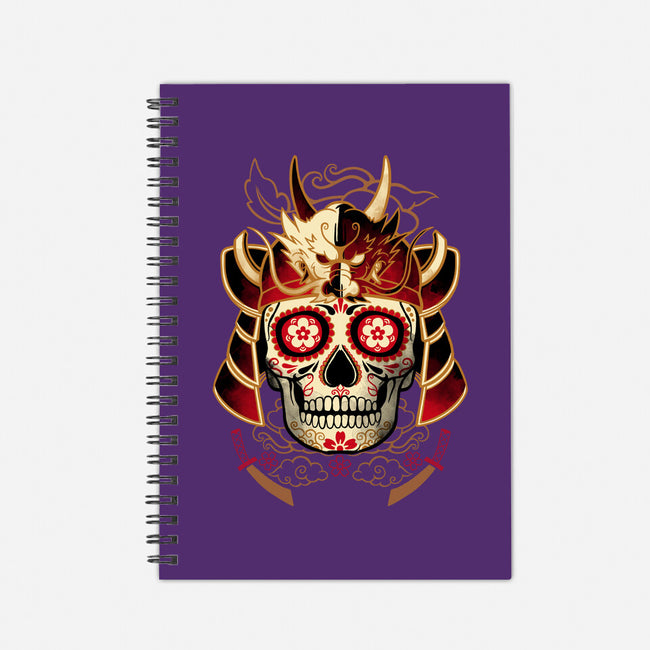 Samurai Calavera Skull-none dot grid notebook-NemiMakeit