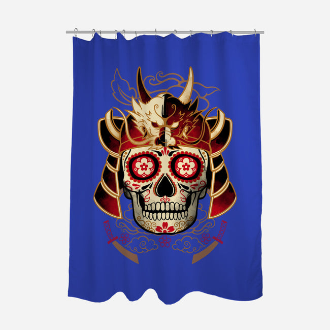 Samurai Calavera Skull-none polyester shower curtain-NemiMakeit
