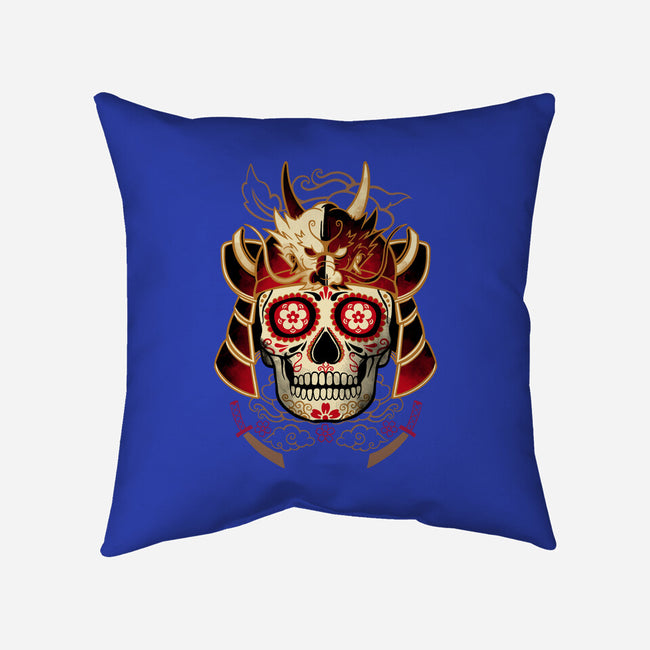 Samurai Calavera Skull-none removable cover w insert throw pillow-NemiMakeit