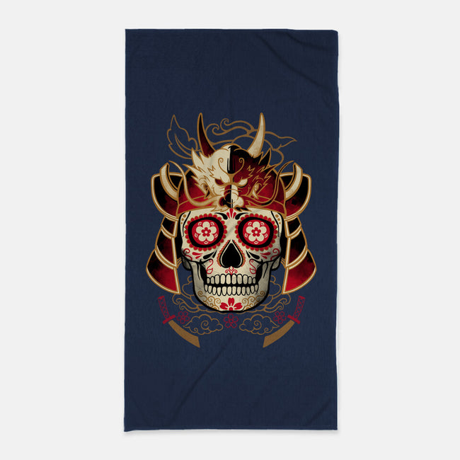 Samurai Calavera Skull-none beach towel-NemiMakeit