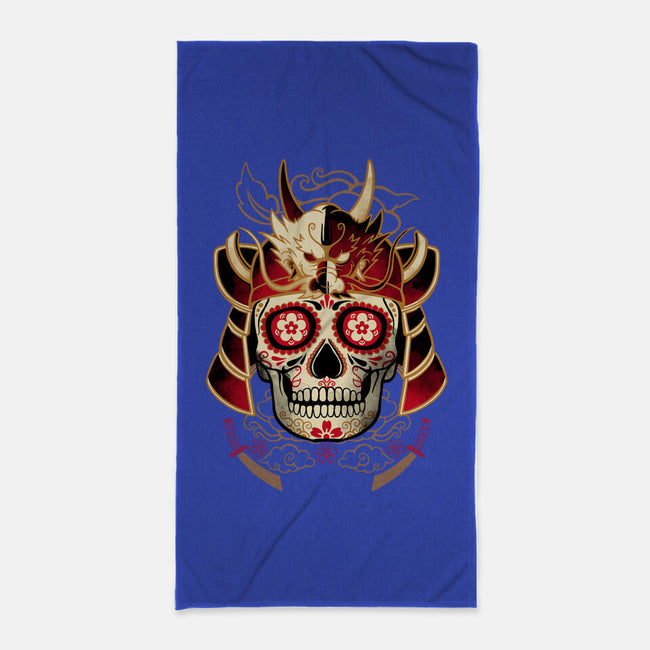 Samurai Calavera Skull-none beach towel-NemiMakeit